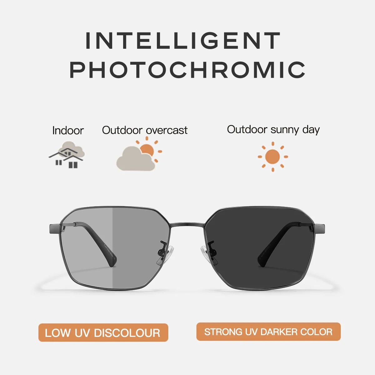 Brand Design Photochromic Sunglasses Square UV400 ProtectionAzizaK