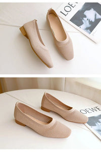 Breathable Knit Flats – Women’s Square Toe Slip - OnsAzizaK