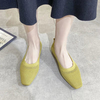 Breathable Knit Flats – Women’s Square Toe Slip - OnsAzizaK