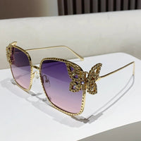 butterfly diamond square frame sunglassesAzizaK