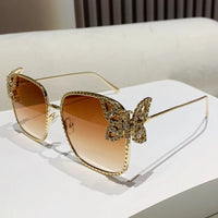 butterfly diamond square frame sunglassesAzizaK