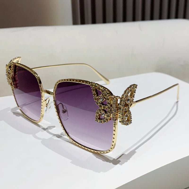 butterfly diamond square frame sunglassesAzizaK