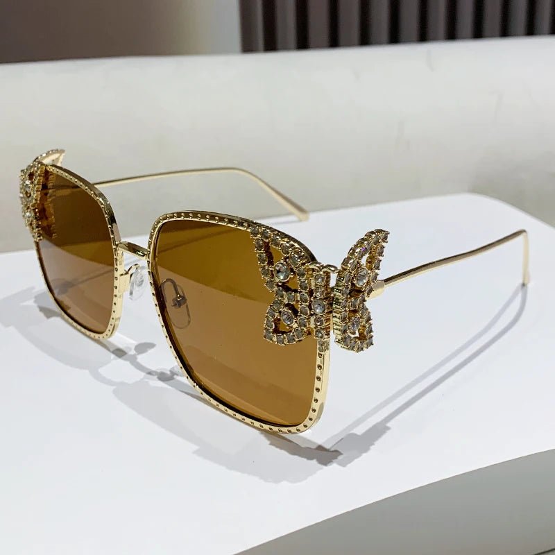 butterfly diamond square frame sunglassesAzizaK