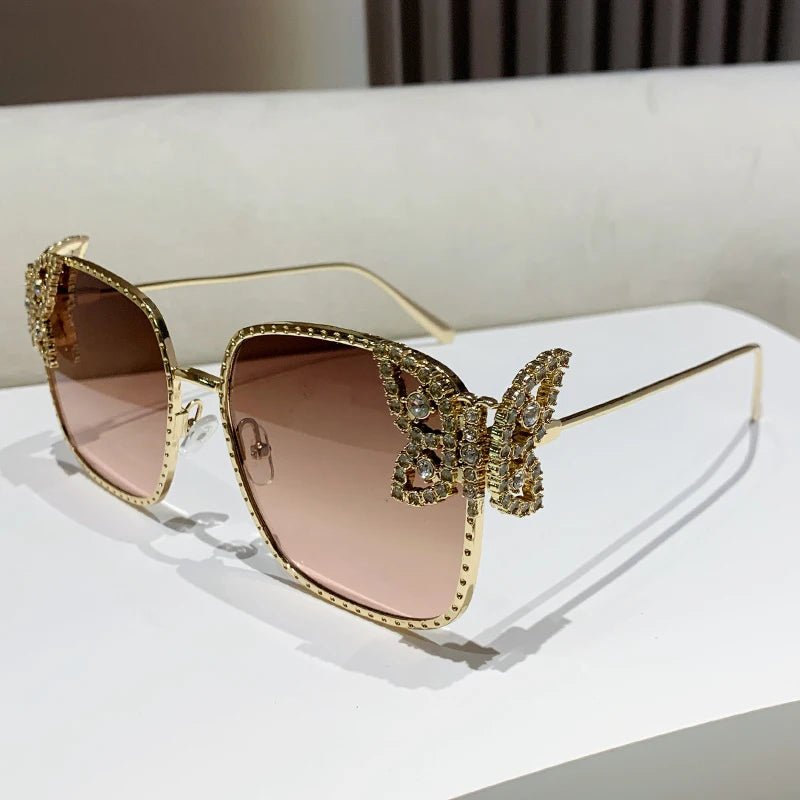 butterfly diamond square frame sunglassesAzizaK