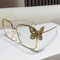 butterfly diamond square frame sunglassesAzizaK