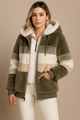 Cozy Striped Faux Fur Hoodie Jacket