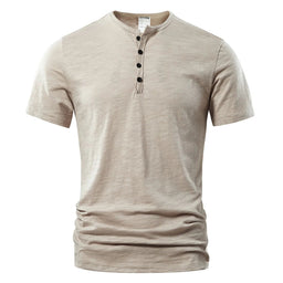 Casual Henley Neck T-Shirt – A Short Sleeve BasicAzizaK