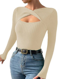 Casual Long Sleeve Irregular Round Neck T-shirtAzizaK