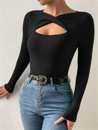 Casual Long Sleeve Irregular Round Neck T-shirtAzizaK