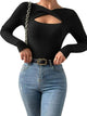 Casual Long Sleeve Irregular Round Neck T-shirtAzizaK