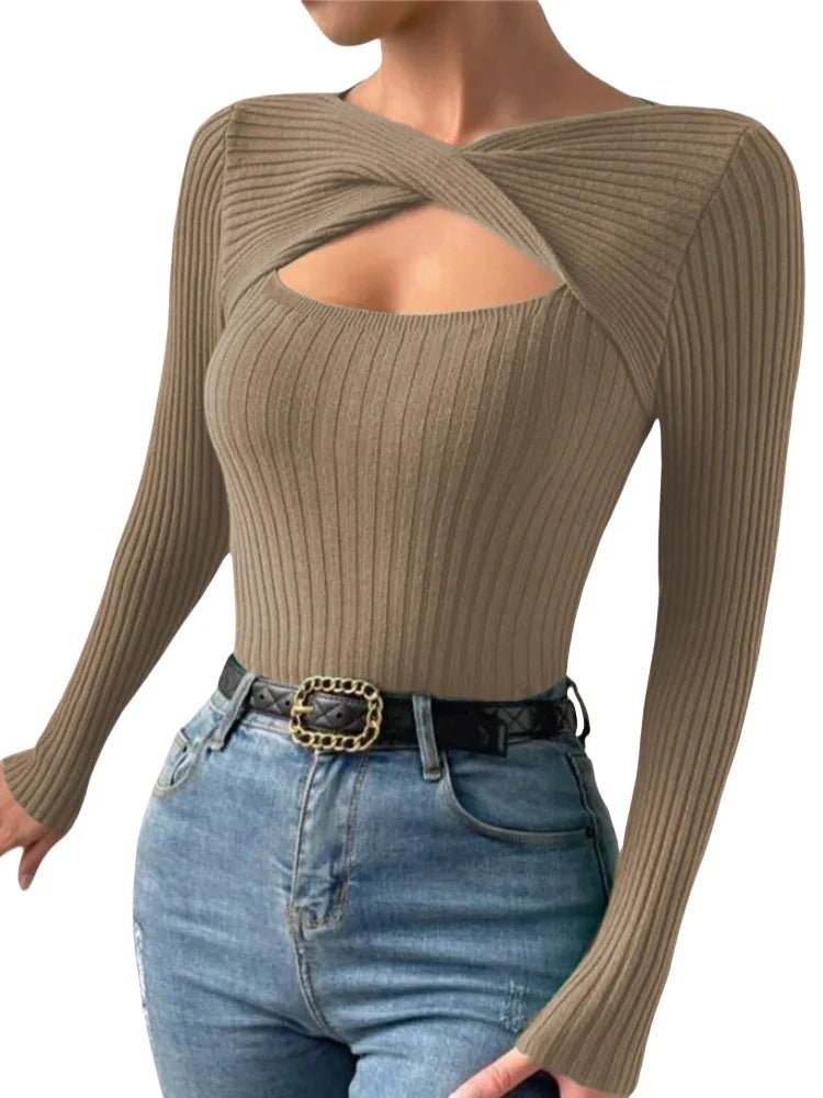 Casual Long Sleeve Irregular Round Neck T-shirtAzizaK