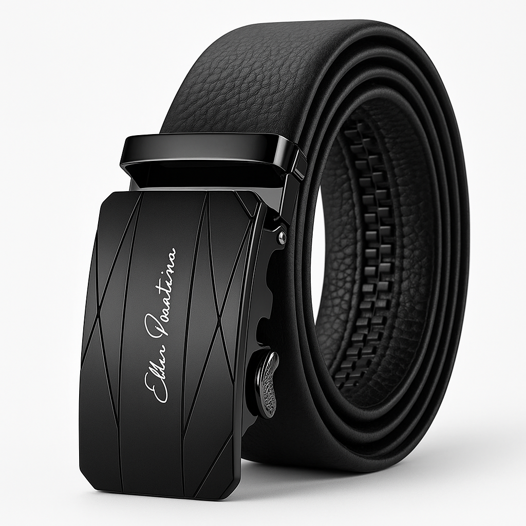 Premium Genuine Leather Men’s Belt with Automatic Ratchet Buckle – Elegant and Durable