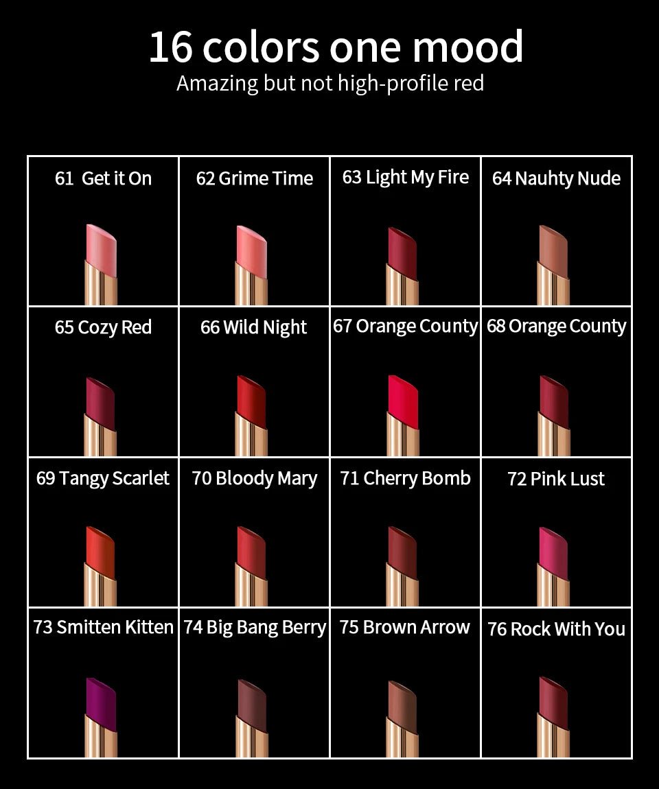 CHARMACY 16 Colors Waterproof Velvet Lipstick, Easy to Wear, Long Lasting.AzizaK