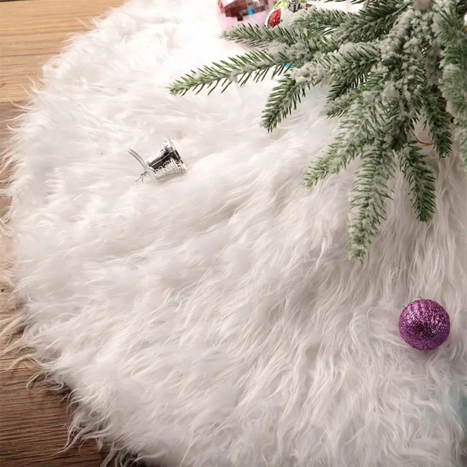 Christmas Tree Skirts 78/90/122cm White Plush Tree Skirt Navidad Christmas Tree Base Mat Ornament New Year Xmas Home DecorationAzizaK