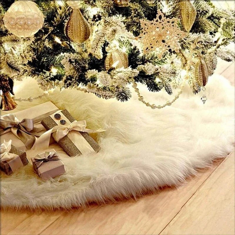 Christmas Tree Skirts 78/90/122cm White Plush Tree Skirt Navidad Christmas Tree Base Mat Ornament New Year Xmas Home DecorationAzizaK