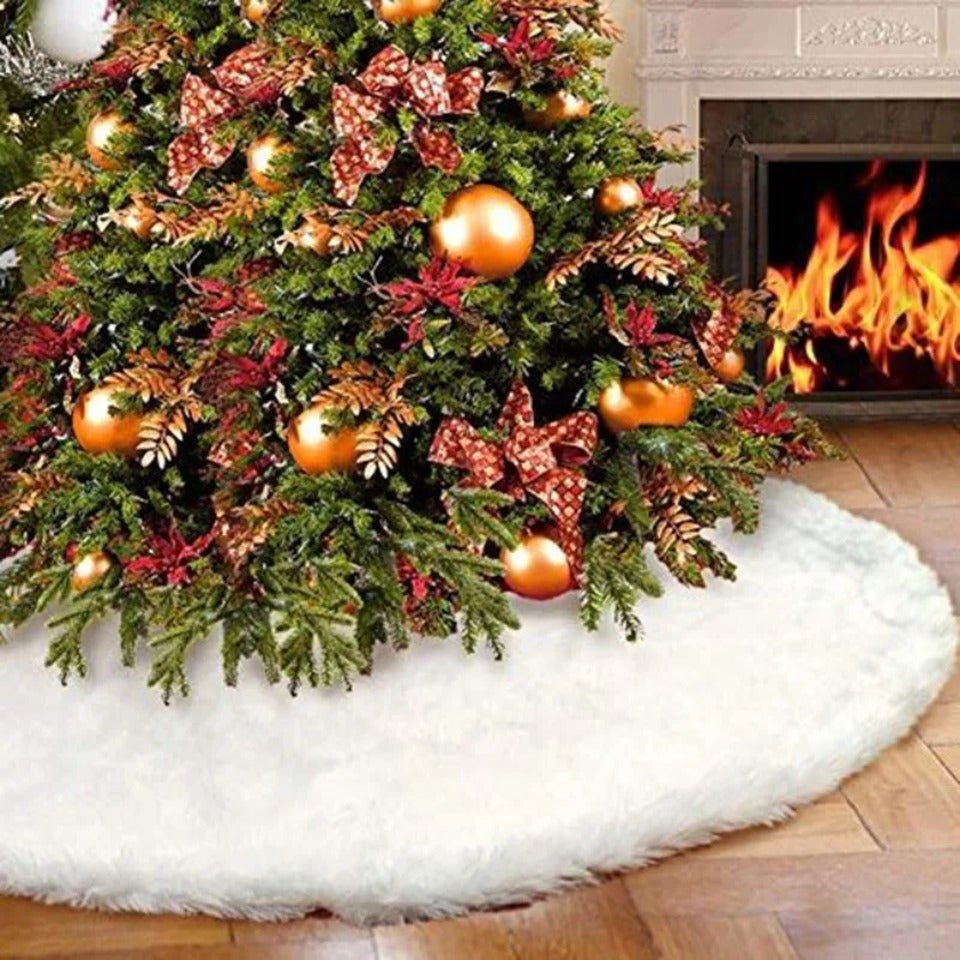 Christmas Tree Skirts 78/90/122cm White Plush Tree Skirt Navidad Christmas Tree Base Mat Ornament New Year Xmas Home DecorationAzizaK