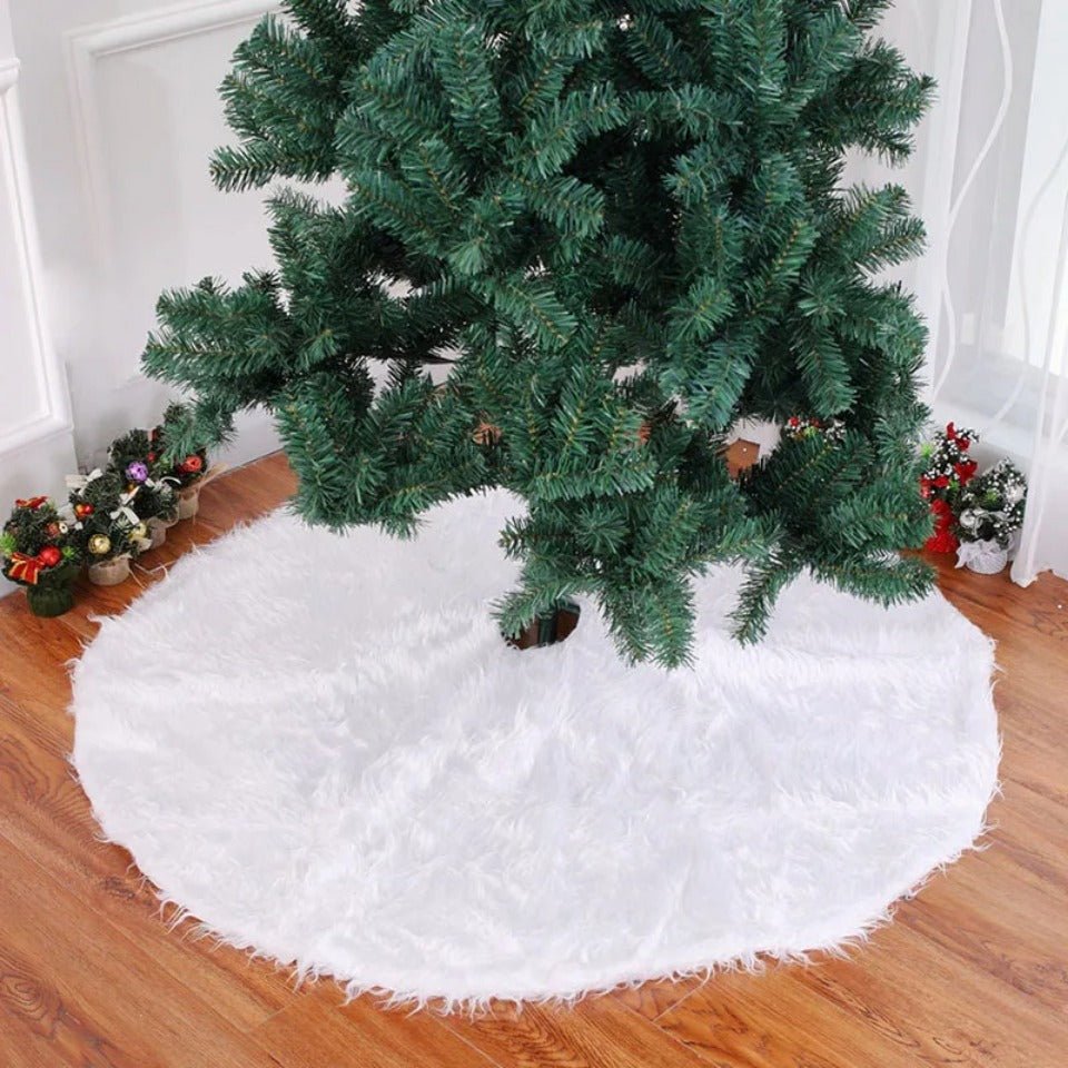 Christmas Tree Skirts 78/90/122cm White Plush Tree Skirt Navidad Christmas Tree Base Mat Ornament New Year Xmas Home DecorationAzizaK