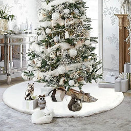 Christmas Tree Skirts 78/90/122cm White Plush Tree Skirt Navidad Christmas Tree Base Mat Ornament New Year Xmas Home DecorationAzizaK