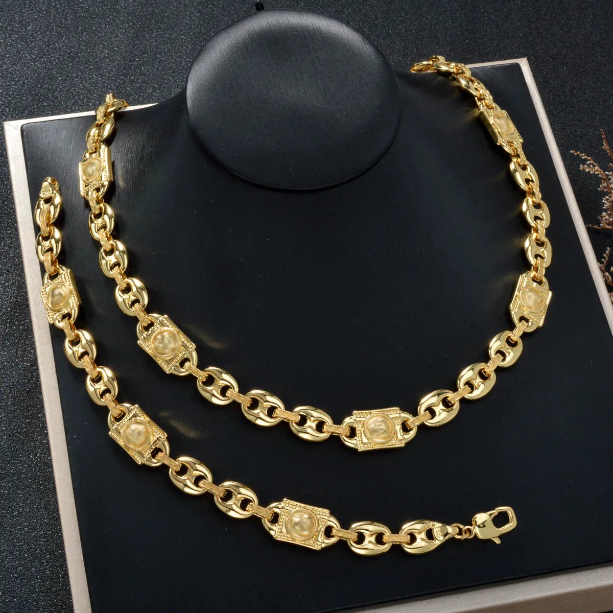 Classic Women's Jewelry Set Simple Hip - Hop Necklace Bracelet Suitable Punk Collarbone Chain Two - Piece Set Dating Jewelry GiftAzizaK