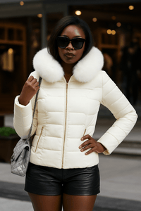 coat with artificial raccoon fur collarAzizaK