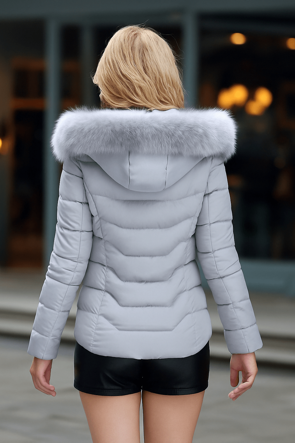 coat with artificial raccoon fur collarAzizaK