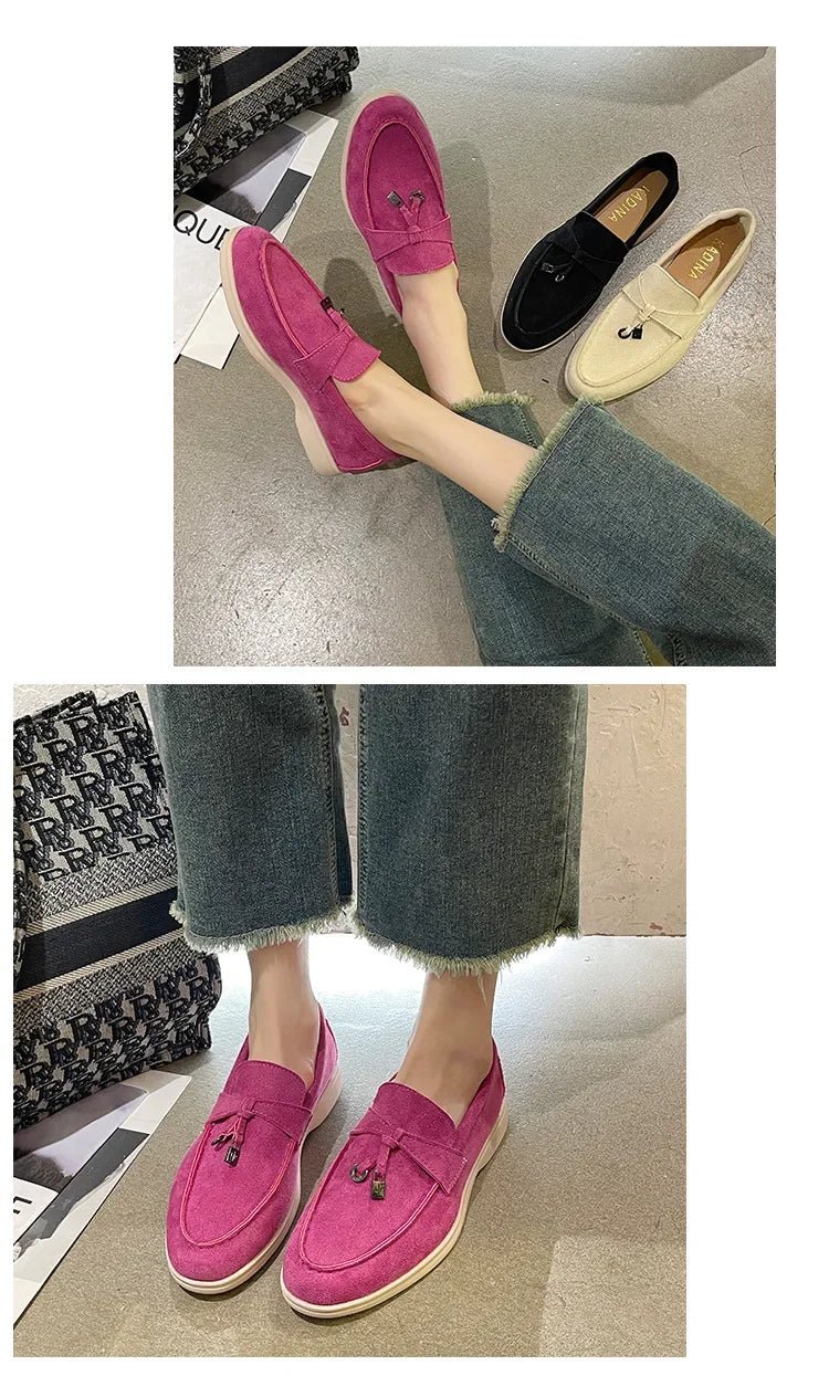 Colorful Suede Loafers – Women’s Casual Slip - On ShoesAzizaK