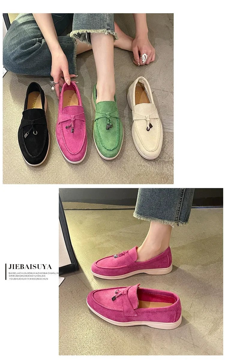Colorful Suede Loafers – Women’s Casual Slip - On ShoesAzizaK