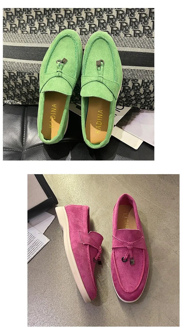 Colorful Suede Loafers – Women’s Casual Slip - On ShoesAzizaK