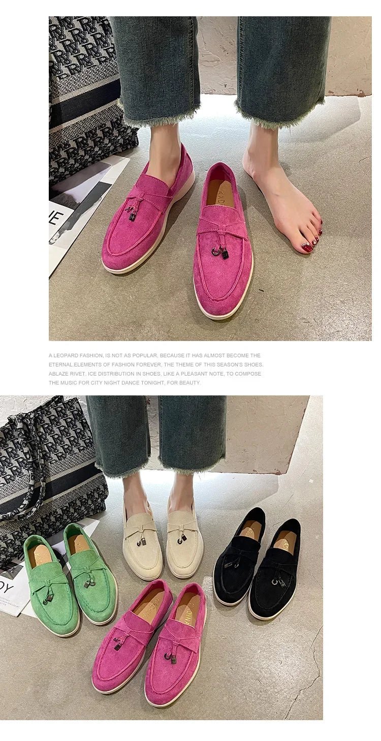 Colorful Suede Loafers – Women’s Casual Slip - On ShoesAzizaK
