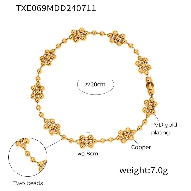 Copper Beaded Necklace Bracelet For Women 18K Gold Plated Waterproof No Tarnish Women's Necklaces Bracelets Woman Jewelry SetsAzizaK