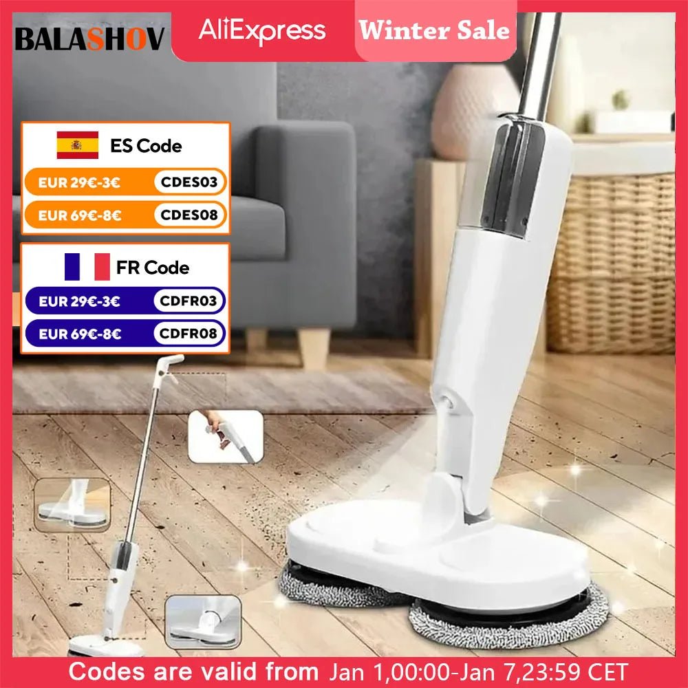 Cordless Electric Spin Mop 360° Rotating Spin Cleaning 2 in 1 Wet and Dry UseAzizaK