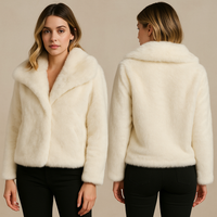 fur turn-down collar coat long sleeve cardigan