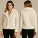 fur turn-down collar coat long sleeve cardigan
