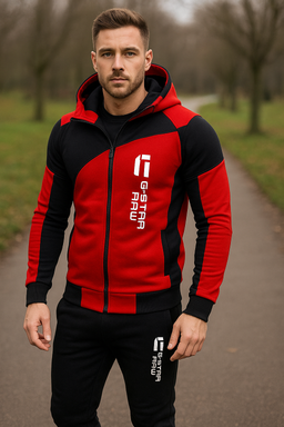 double zipper hooded jacket with pants