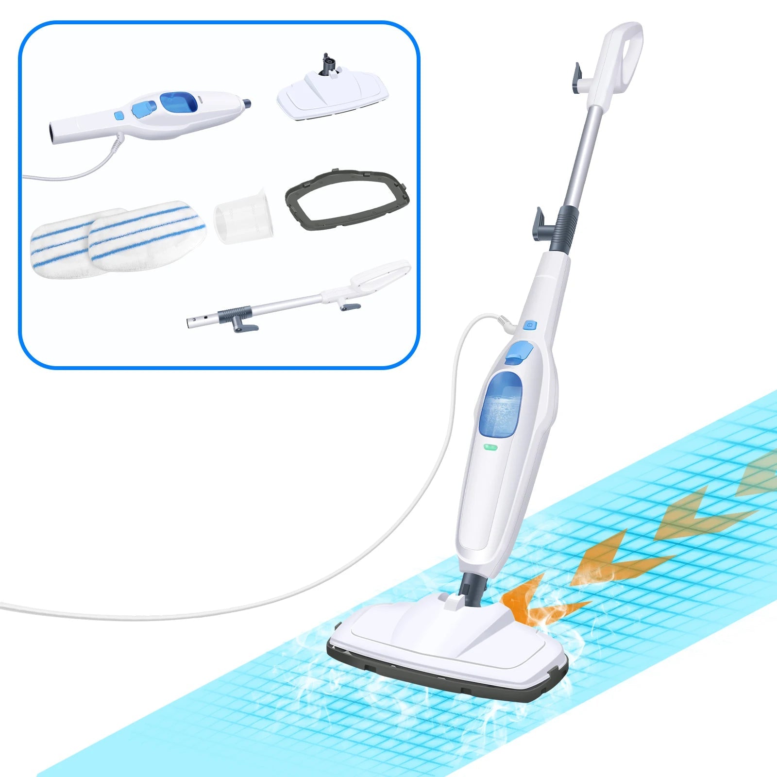 DayPlus Steam Mop & Detachable Steam Cleaner, 1500W Powerful Floor Steamer for Carpet Laminate Hardwood,2 Washable Pads, 400mlAzizaK