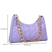 Diamond Pattern Women's Shoulder Bag Solid Color PU Leather Underarm Handbag with Niche Chain Fashionable for ShoppingAzizaK