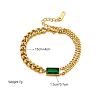 DIEYURO 316L Stainless Steel Square Green Crystal Zircon Necklace Bracelets Earrings For Women Girl Fashion Non - fading JewelryAzizaK