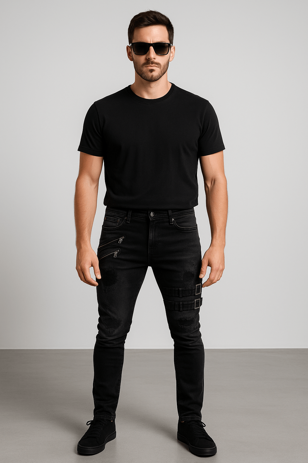 Distressed Buckle Slim Fit Denim Jeans – Multiple ColorsAzizaK