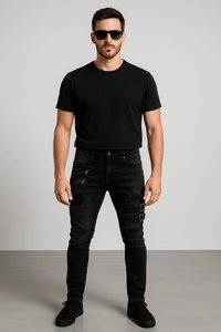 Distressed Buckle Slim Fit Denim Jeans – Multiple ColorsAzizaK
