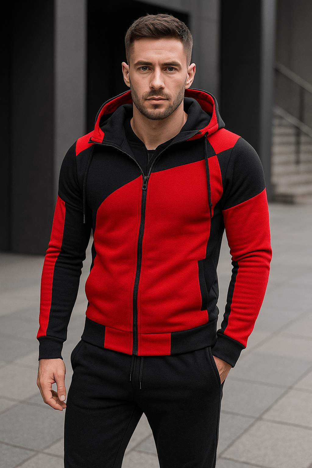 double zipper hooded jacket with pantsAzizaK