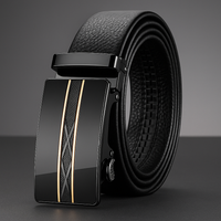 Premium Genuine Leather Men’s Belt with Automatic Ratchet Buckle – Elegant and Durable