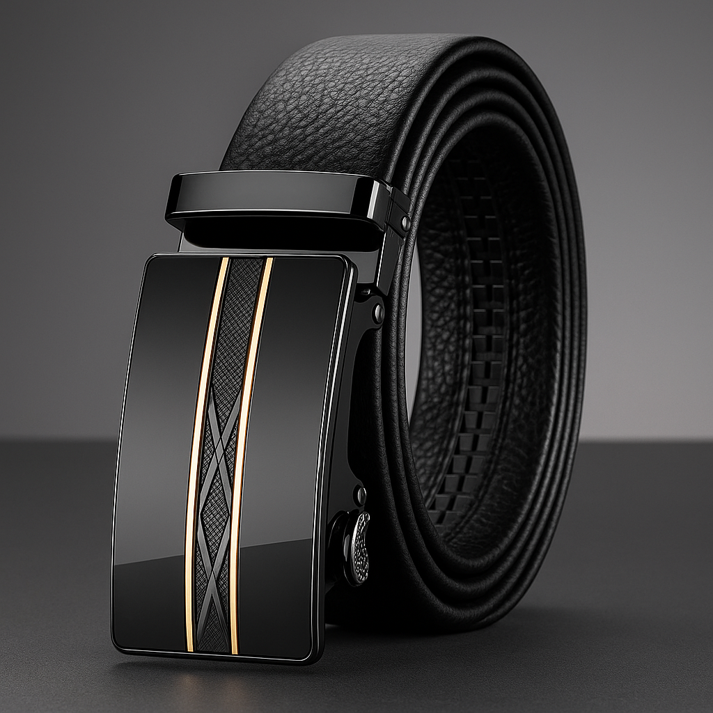 Premium Genuine Leather Men’s Belt with Automatic Ratchet Buckle – Elegant and Durable