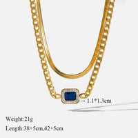 EILIECK 316L Stainless Steel Blue Zircon Gold Color Snake Chain Necklace Earrings For Women Luxury Designer Wedding Jewelry SetsAzizaK