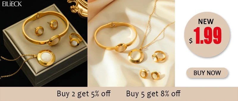 EILIECK 316L Stainless Steel Blue Zircon Gold Color Snake Chain Necklace Earrings For Women Luxury Designer Wedding Jewelry SetsAzizaK