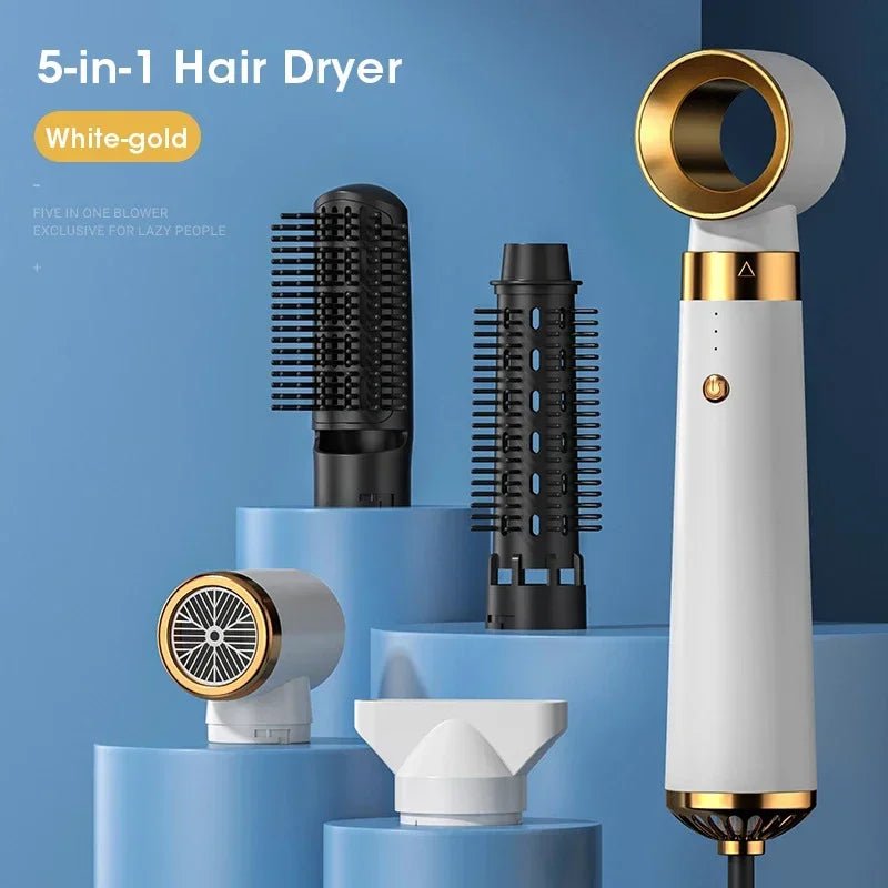 Electric Hair Dryer 5 in 1 Multifunctional Hair Straightener Negative Ion Hair Care Curler Blow Dryer Styling Set Strong WindAzizaK