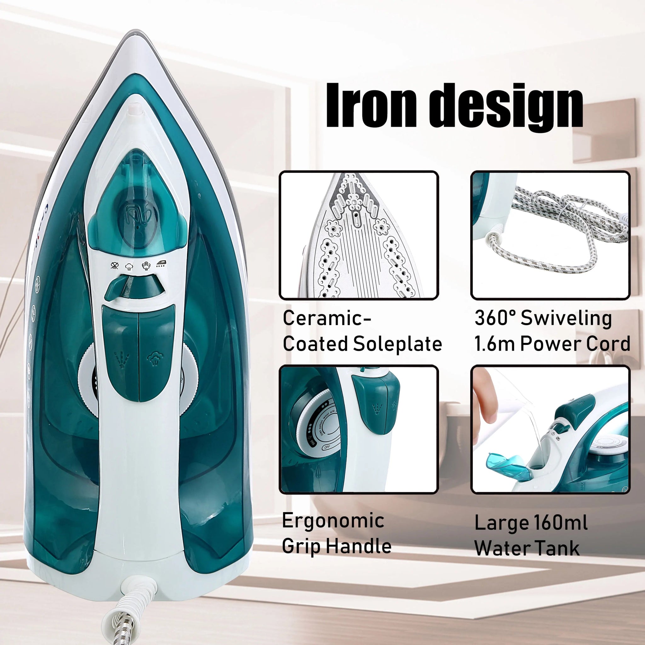 Electric Iron Portable Mini Garment Steamer Steam Iron For Clothing Iron Adjustable Ceramic Soleplate Iron For Ironing SoniferAzizaK