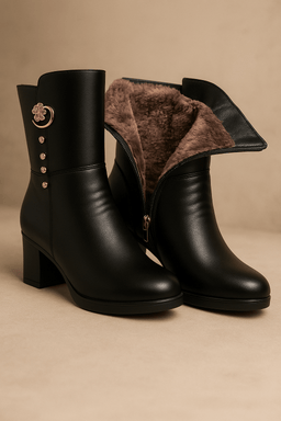 Elegant Faux Leather Ankle BootsAzizaK