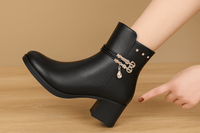 Elegant Faux Leather Ankle BootsAzizaK