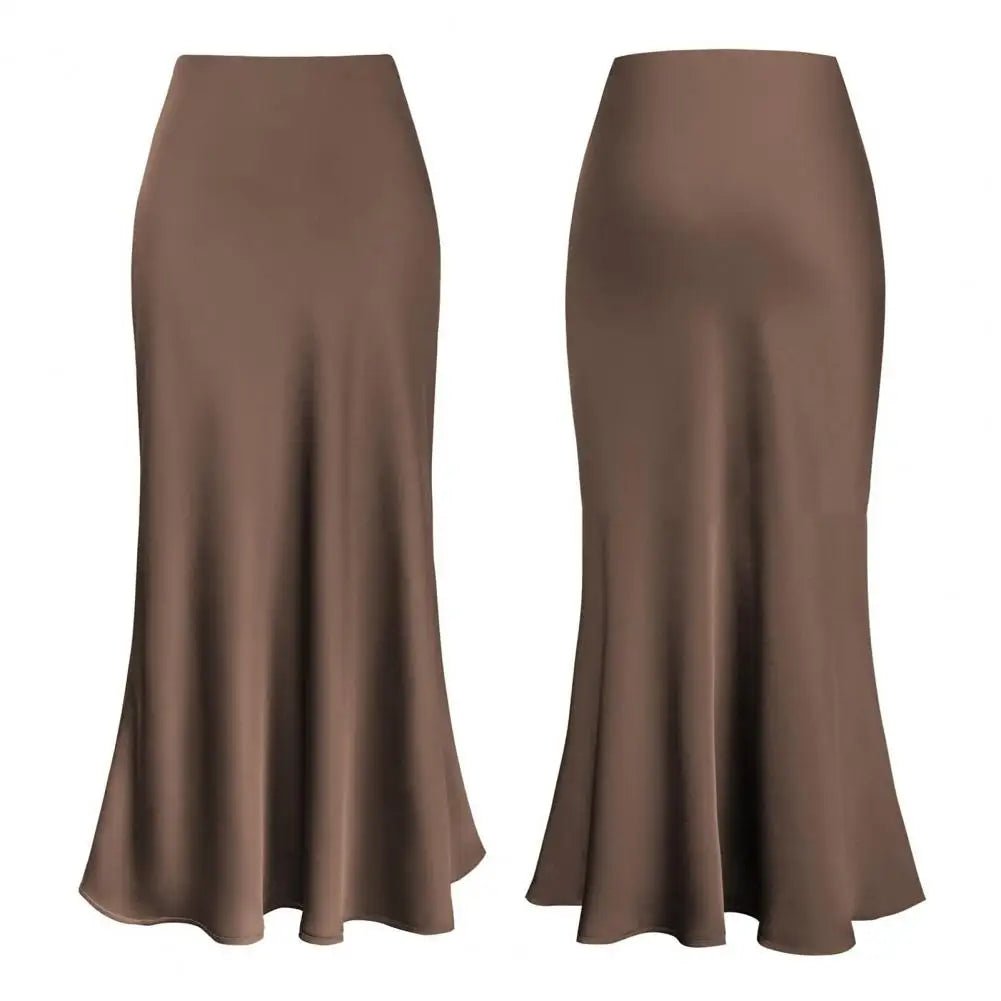 Elegant faux silk satin long skirtAzizaK