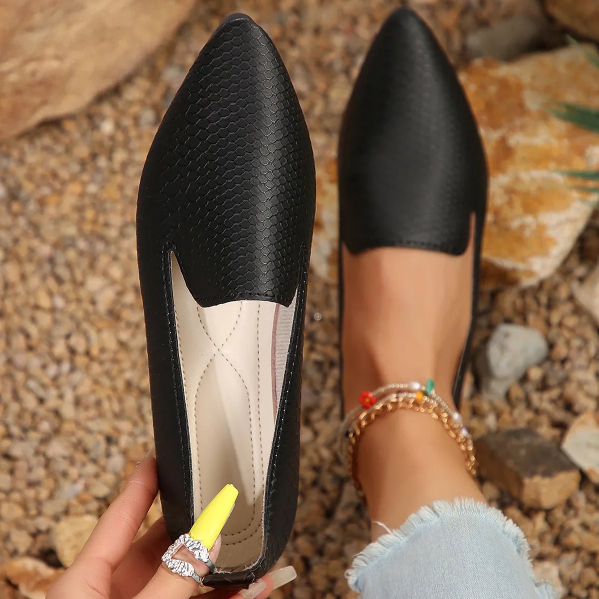 Elegant Pointed Loafers – Women’s Slip - On FlatsAzizaK